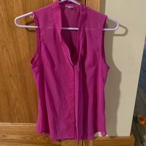 Purple sheer button-up tank top